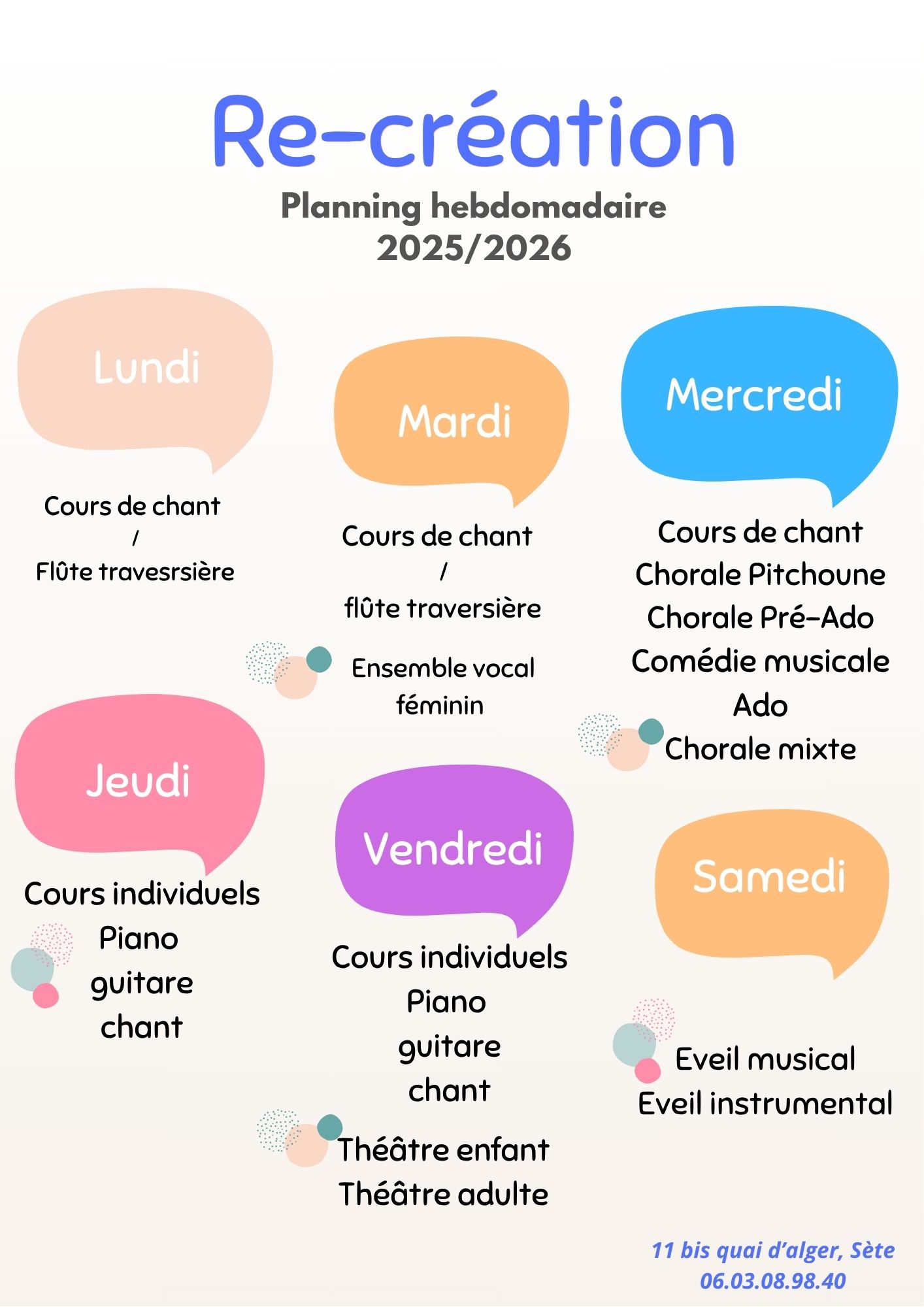 planning cours