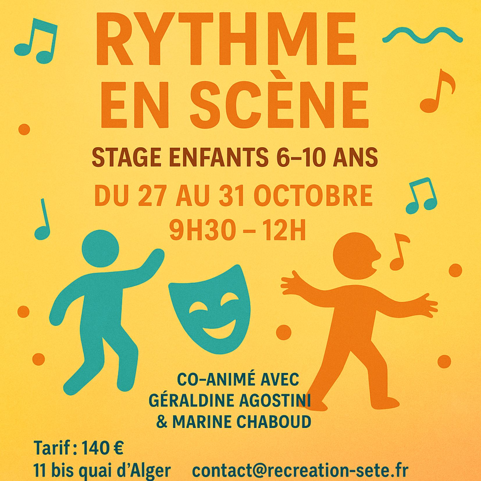 Invitation Format Carré Floral Photo en Bleu et Crème(13) Stage enfants